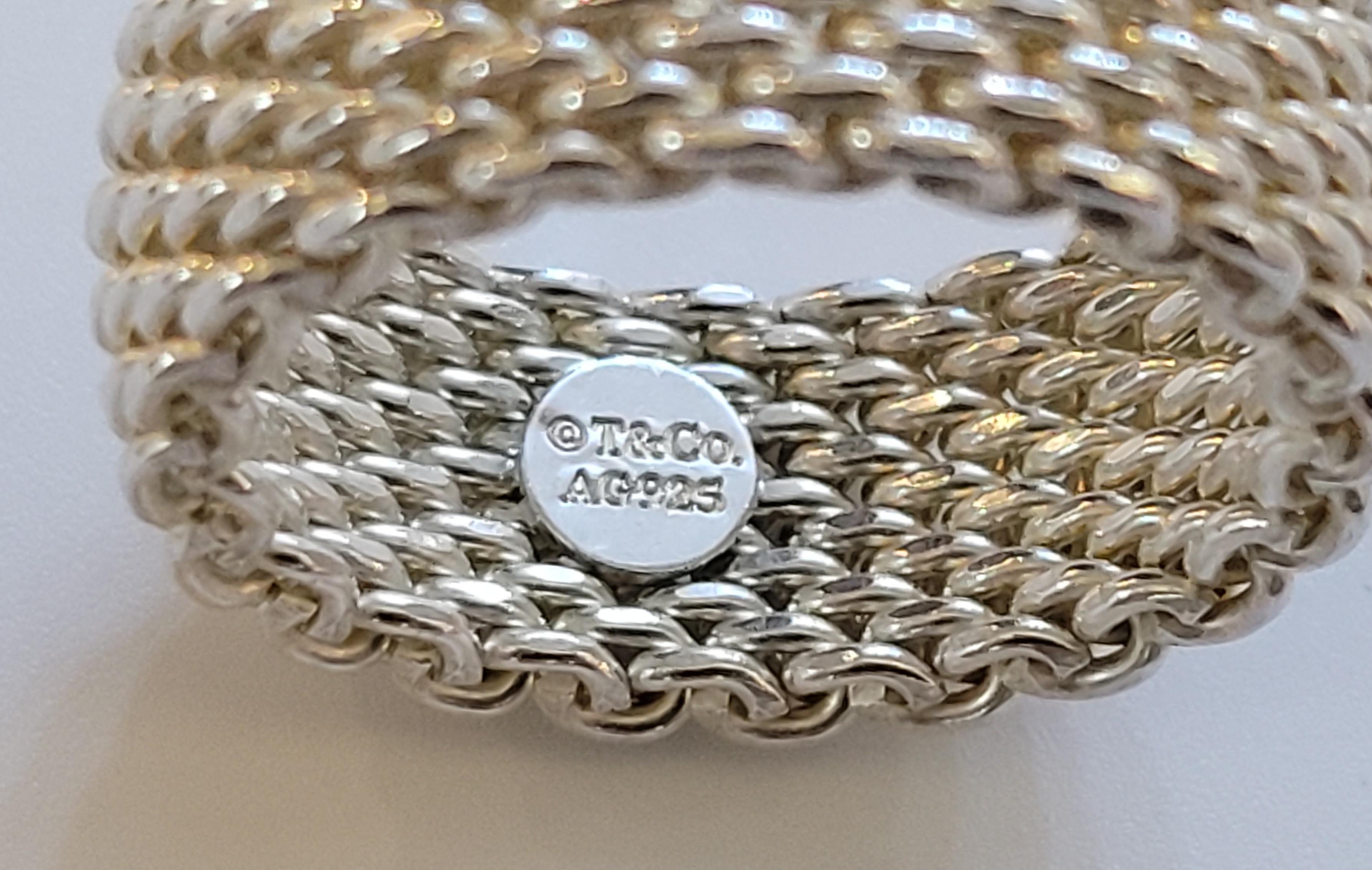 Tiffany & Co. Sterling Silver Somerset Mesh Weave Ring In Good Condition In New York, NY