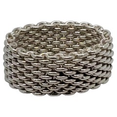 Tiffany & Co. Sterling Silver Somerset Woven Mesh Ring Size 7 #22612