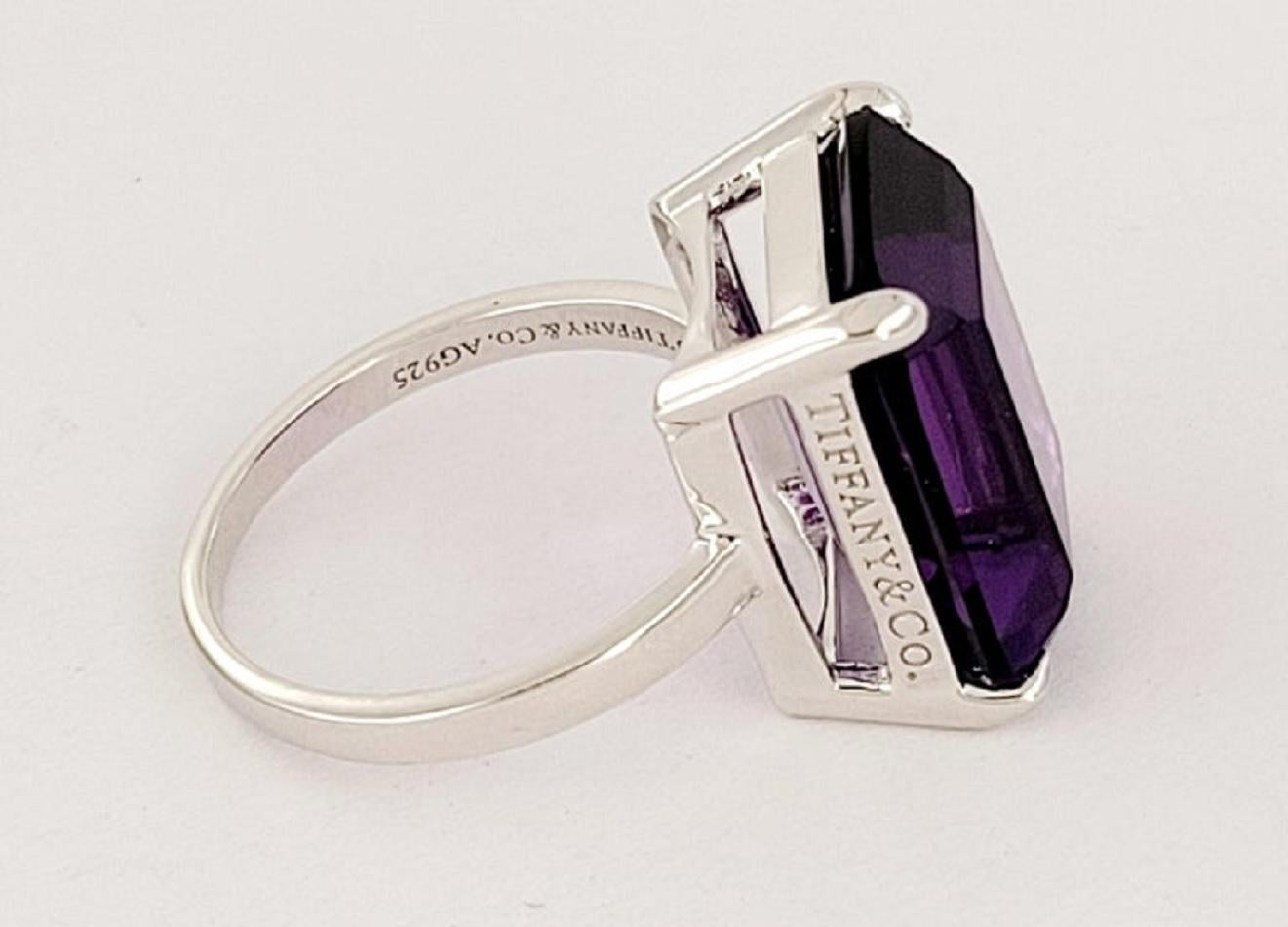 Tiffany & co Sterling Silver Sparkler Amethyst Gemstone Ring Size 6 1