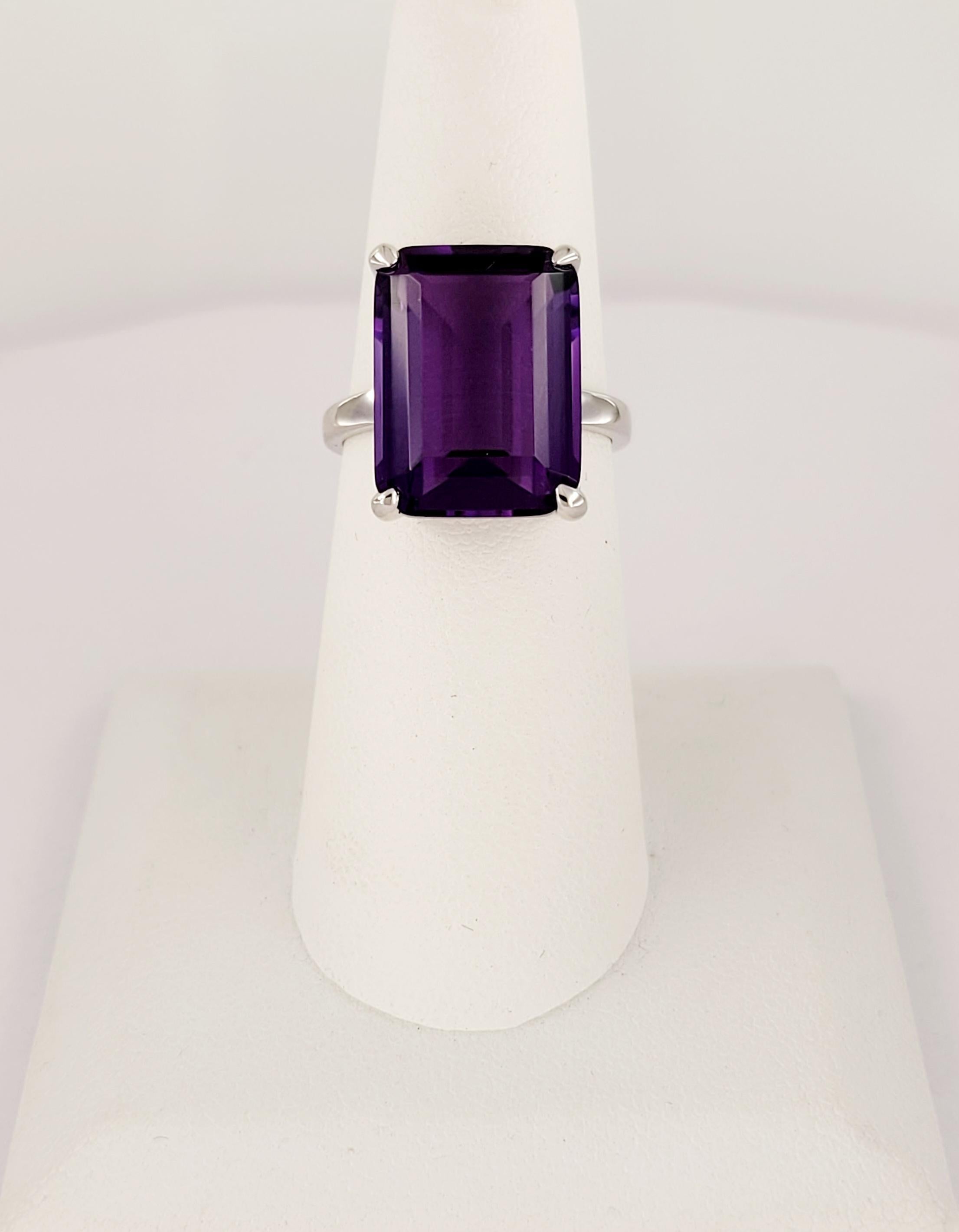 Tiffany& Co Sparkler Amethyst Gemstone
Emerald cut Amethyst 
Stone Color Purple 
Amethyst Dimension 16 X 12mm
Ring Size 6.75
Ring Weight 5gr
Condition new, never worn
Tiffany& Co Pouch included
Retail Price $1.250