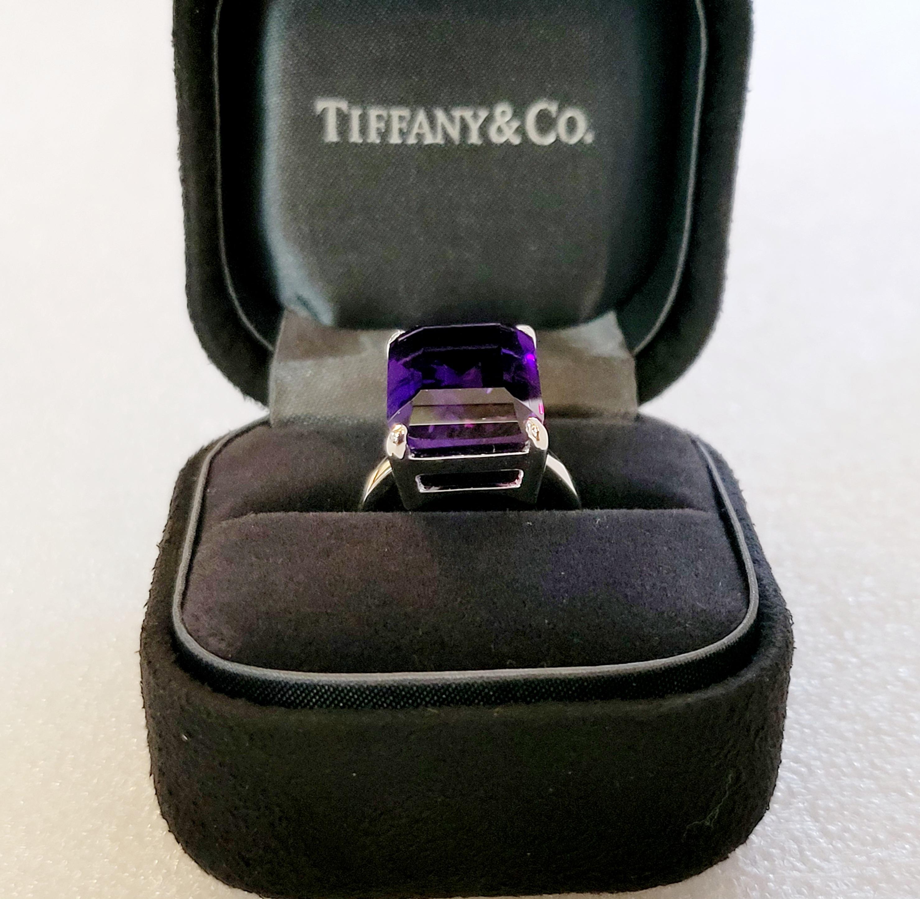 Tiffany & co Sterling Silver Sparkler Amethyst Gemstone Ring Size 7 In New Condition In New York, NY