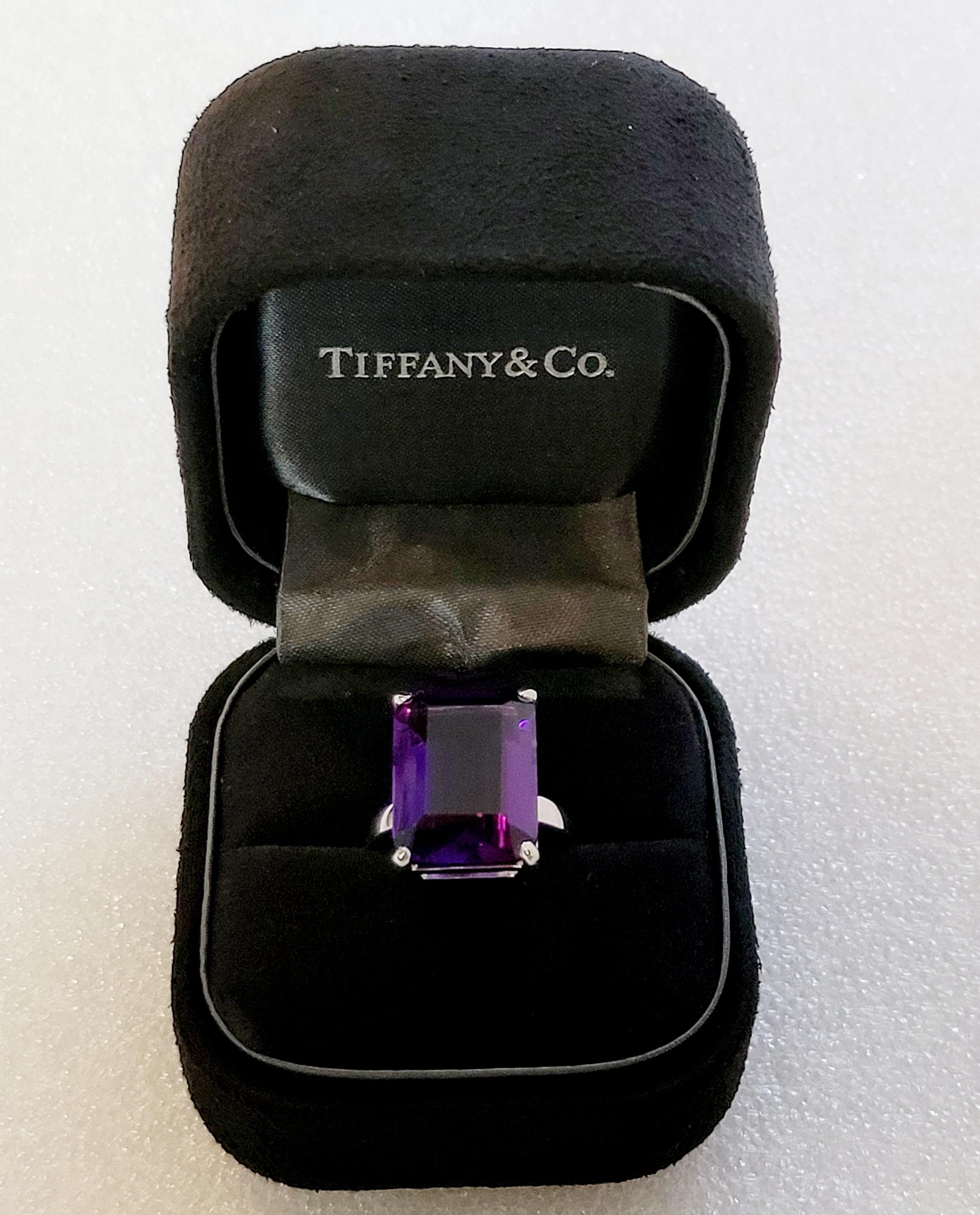 Women's Tiffany & co Sterling Silver Sparkler Amethyst Gemstone Ring Size 7