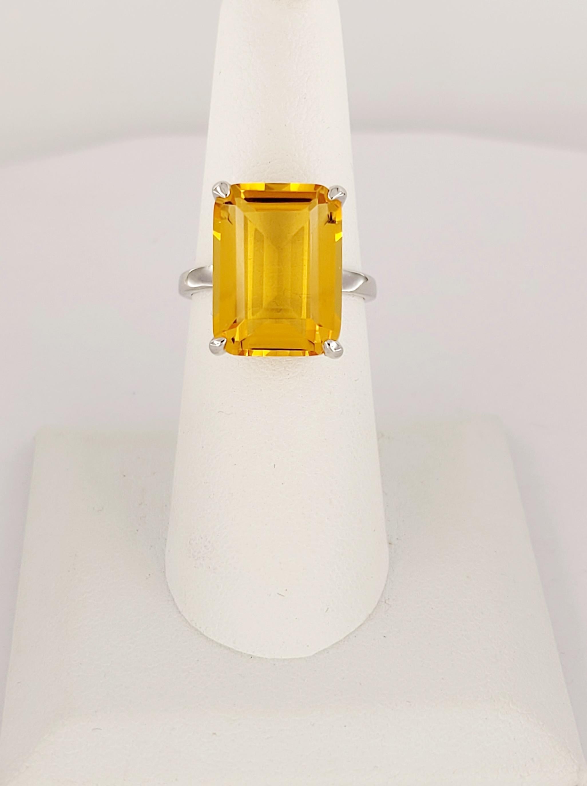 Emerald Cut Tiffany & Co. Sterling Silver  Sparklers  Citrine Ring Size 6 For Sale