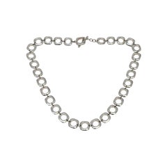 Tiffany & Co Sterling Silver Square Cushion Link Chain Toggle Necklace #22455