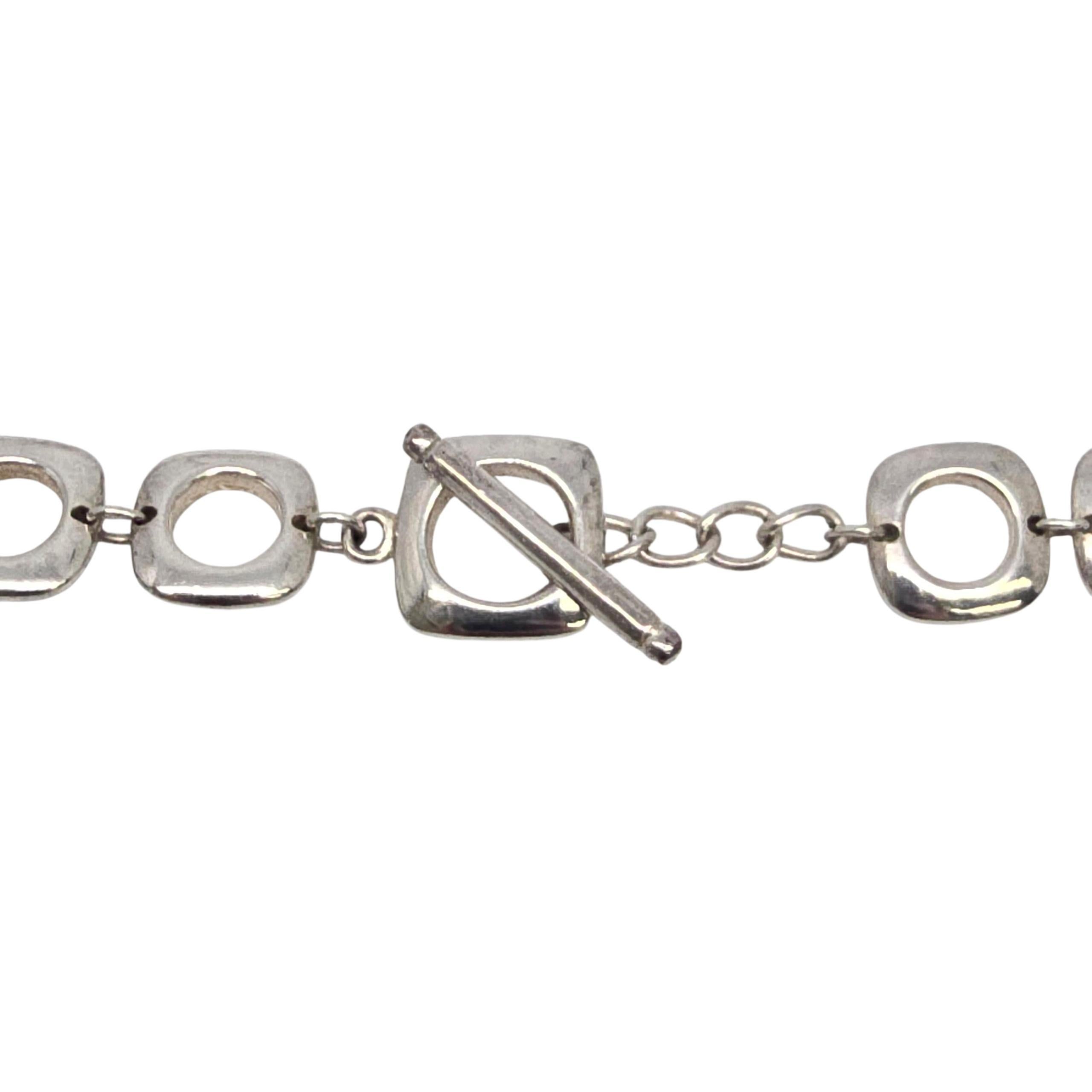 Tiffany & Co Sterling Silver Square Cushion Link Chain Toggle Necklace #22455 For Sale 1