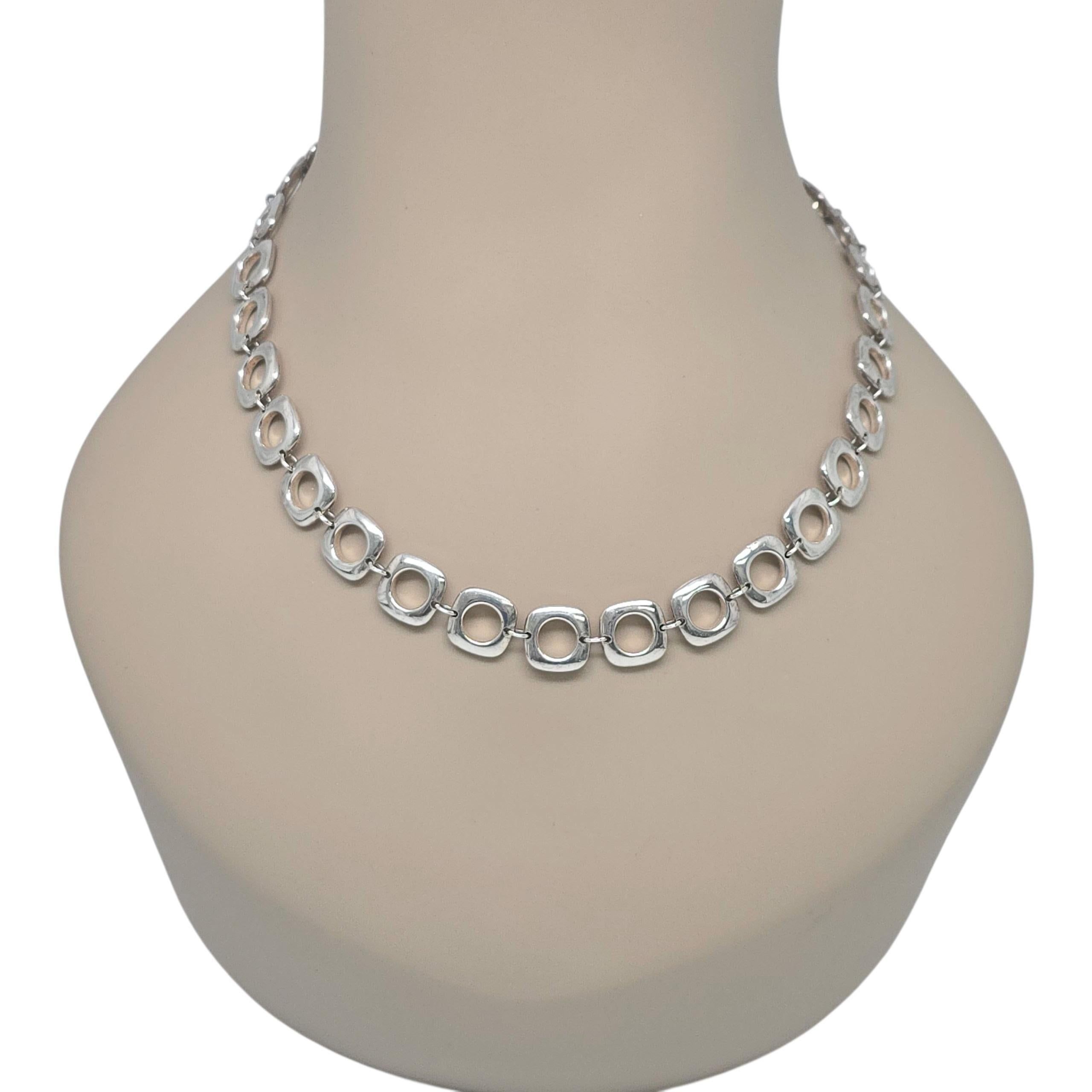 Tiffany & Co Sterling Silver Square Cushion Link Chain Toggle Necklace #22455 For Sale 3