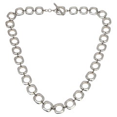Tiffany & Co Sterling Silver Square Cushion Link Chain Toggle Necklace #22455