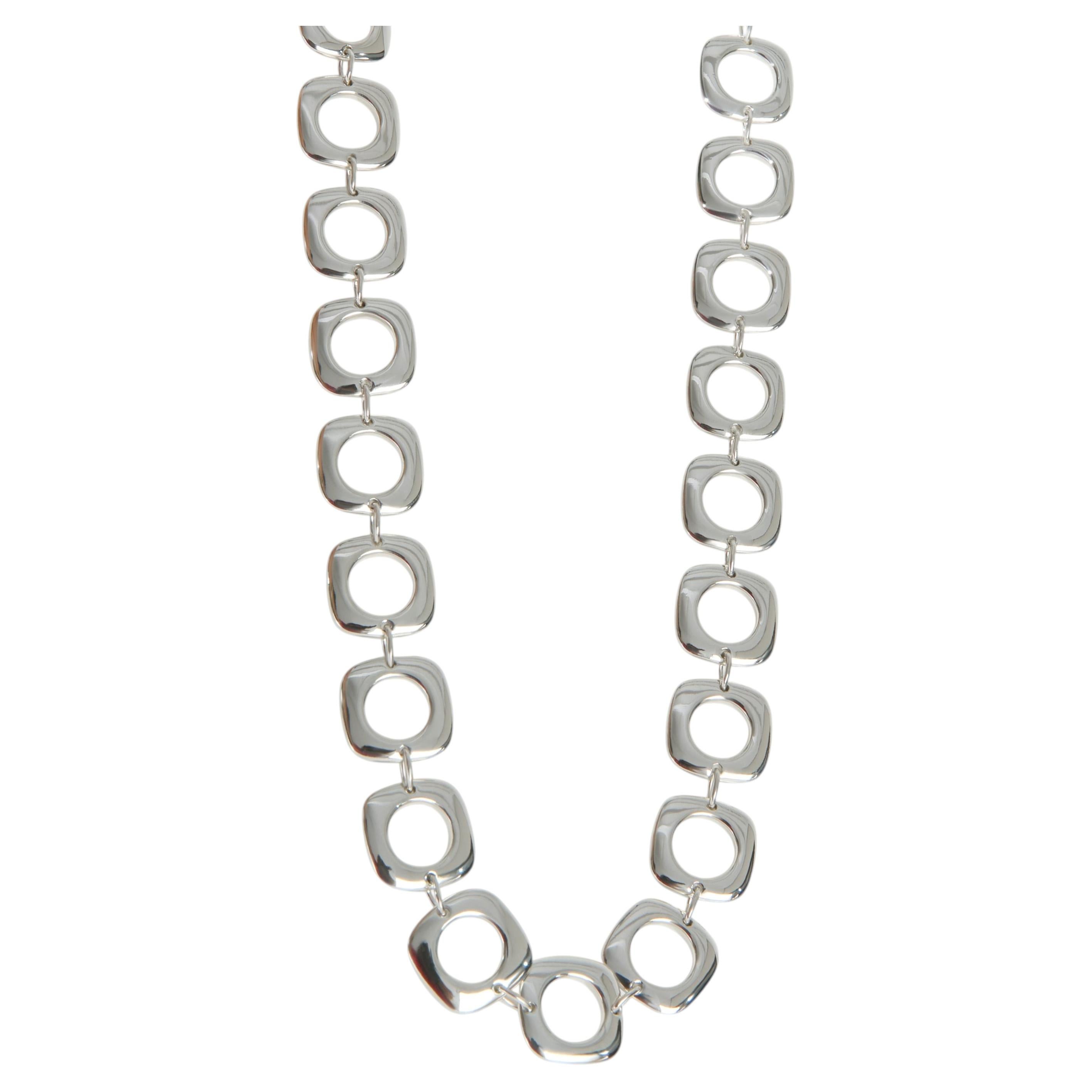 Tiffany & Co. Sterling Silver  Square Cushion Link Toggle Necklace