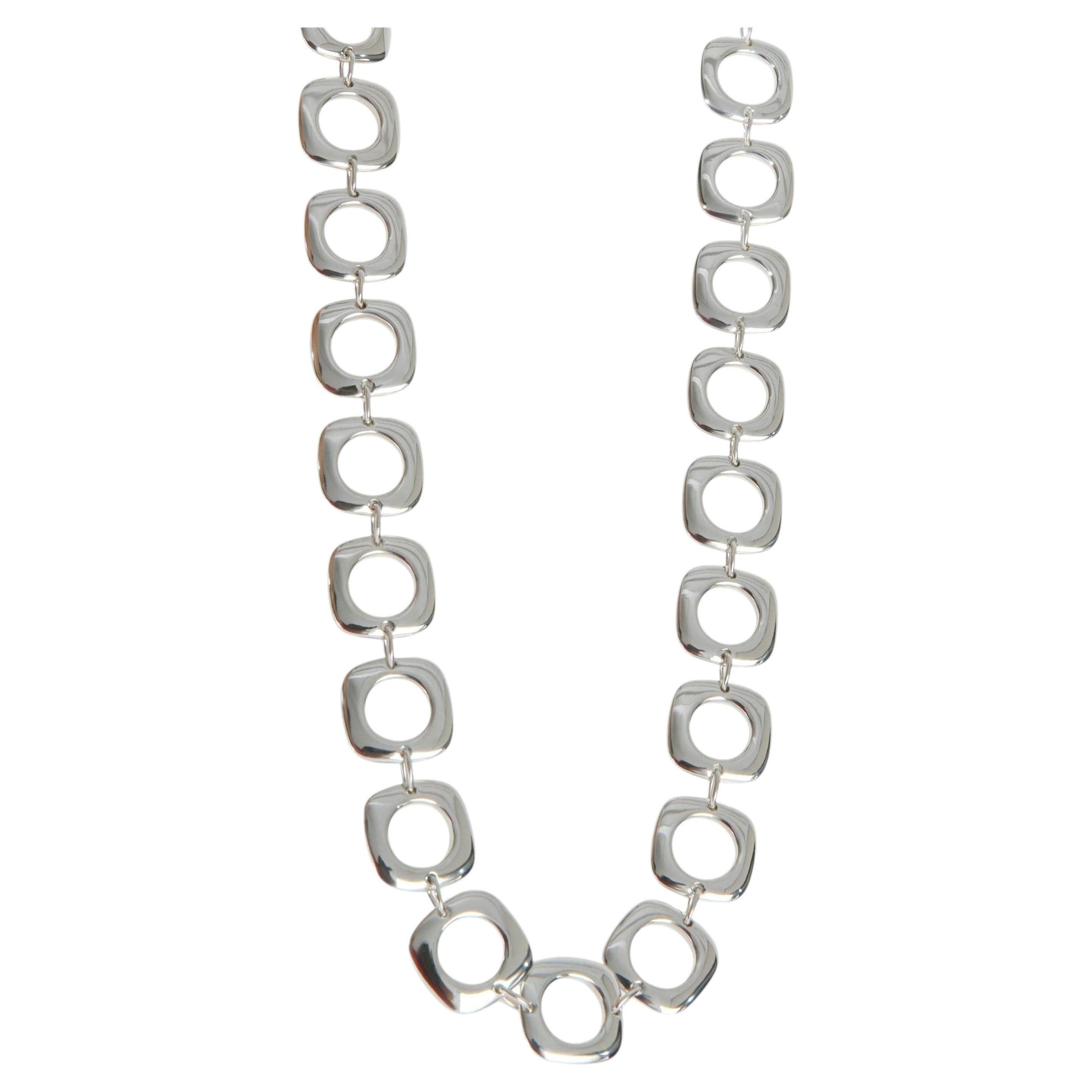 Tiffany & Co. Sterling Silver  Square Cushion Link Toggle Necklace For Sale