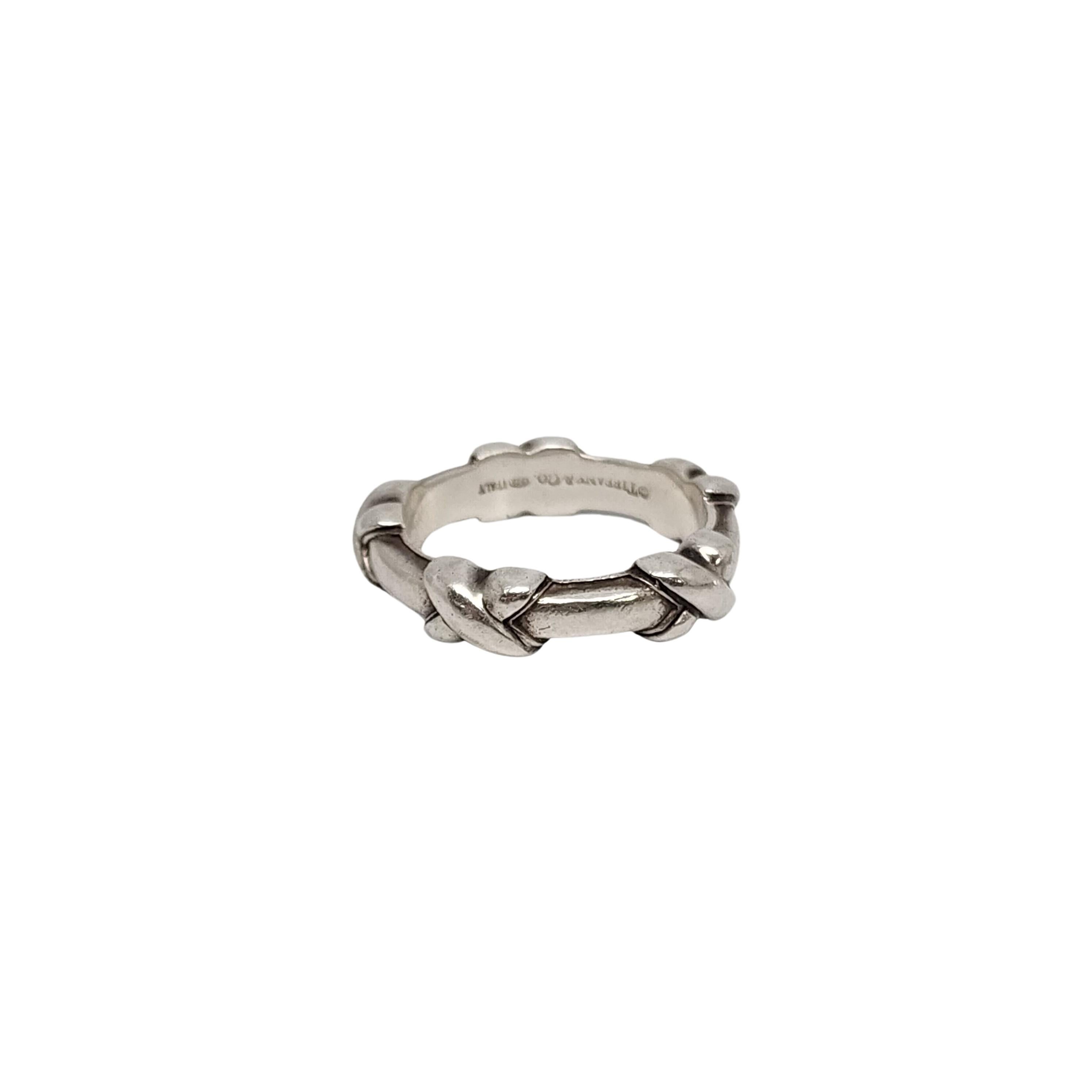 Tiffany & Co. Sterling Silver Stackable Signature X Ring Band In Good Condition For Sale In Washington Depot, CT