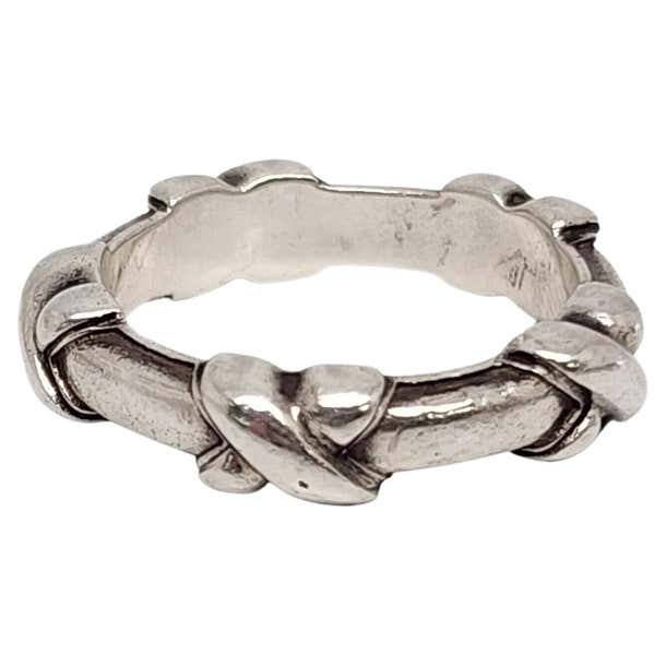 Tiffany and Co. Sterling Silver Stackable Signature X Ring Band For ...
