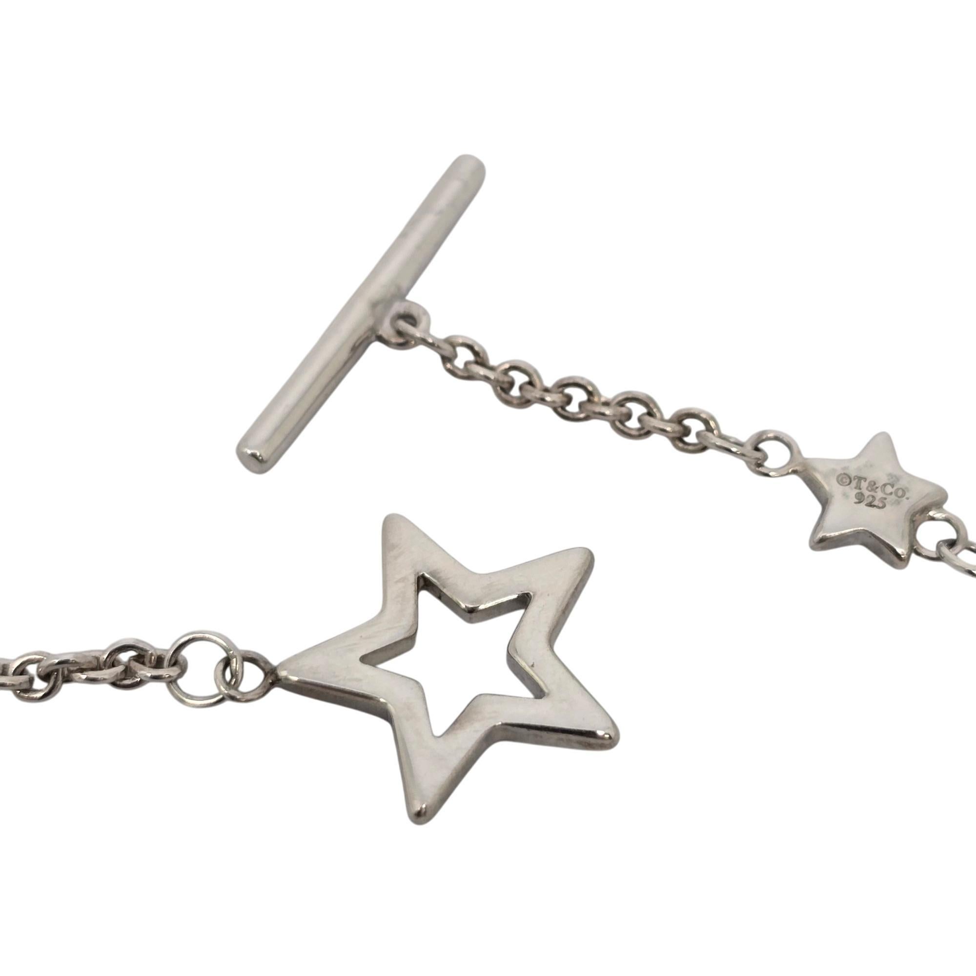 Tiffany & Co Sterling Silver Star Chain Toggle Necklace 16.5