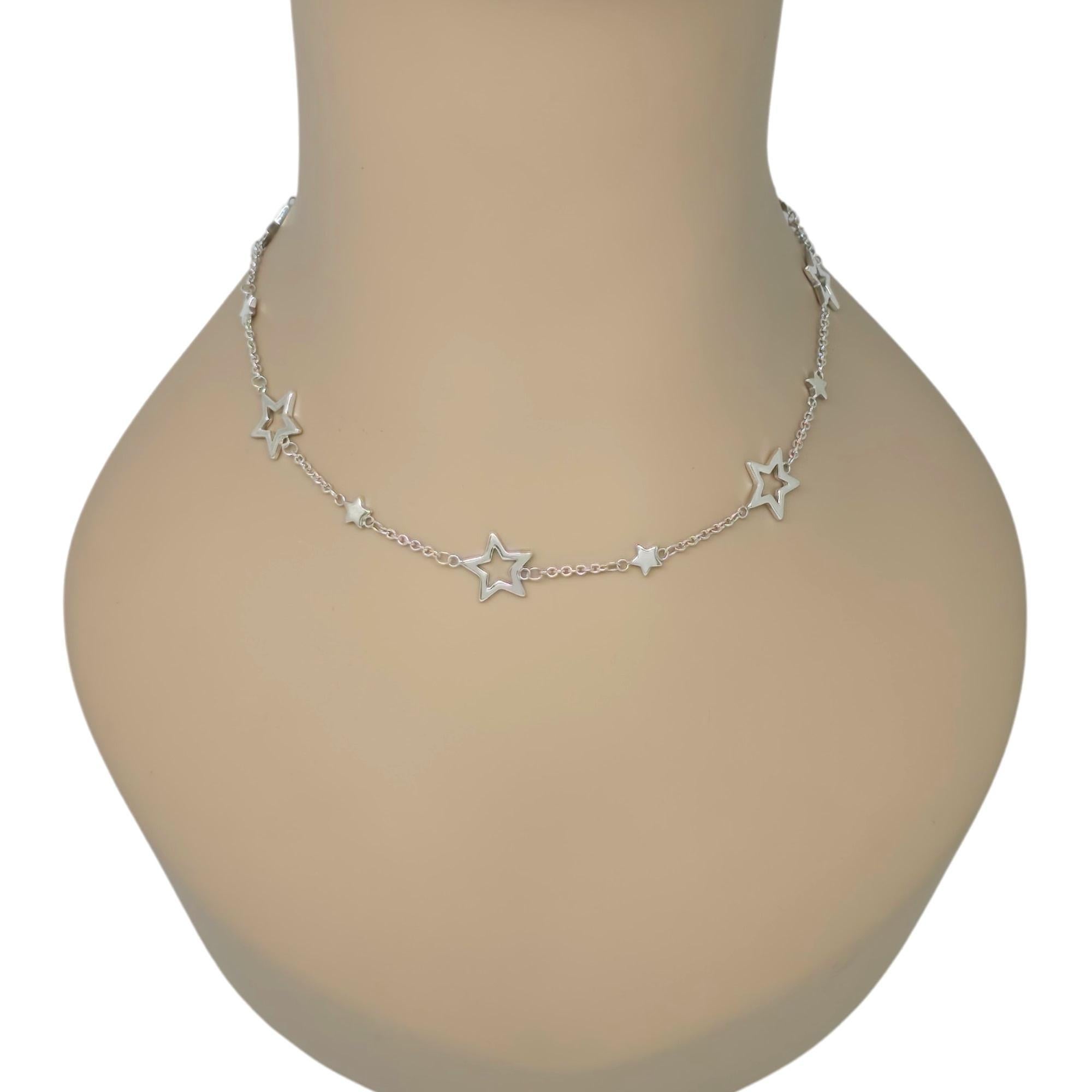 Tiffany & Co Sterling Silver Star Chain Toggle Necklace 16.5