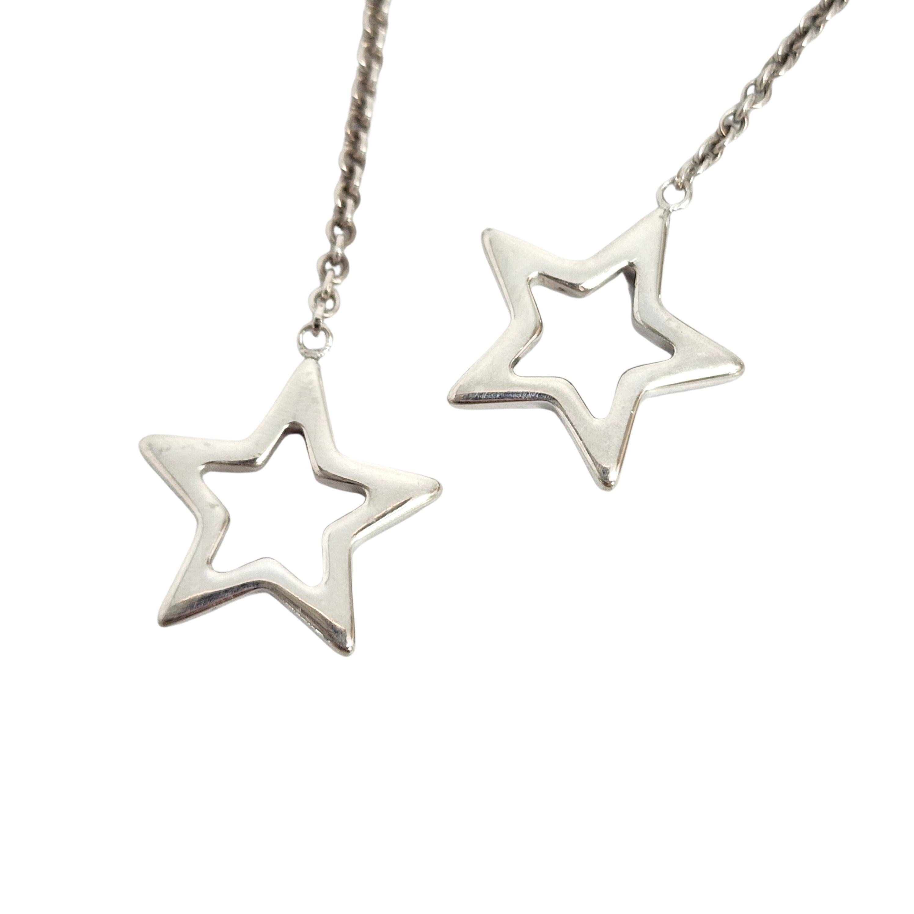 Tiffany & Co. Sterling Silver Star Dangle Drop Earrings In Good Condition In Washington Depot, CT