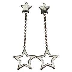Tiffany & Co. Sterling Silver Star Dangle Drop Earrings