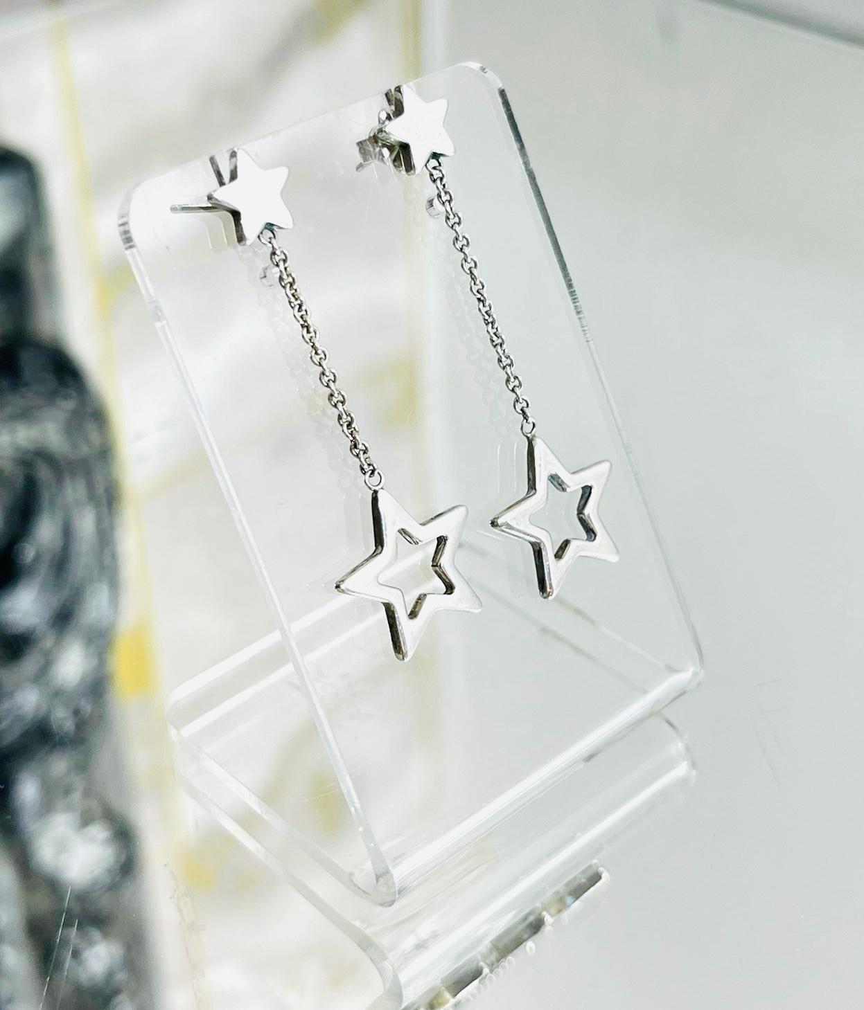 Tiffany & Co. Sterling Silver Star Drop Earrings In Good Condition In London, GB