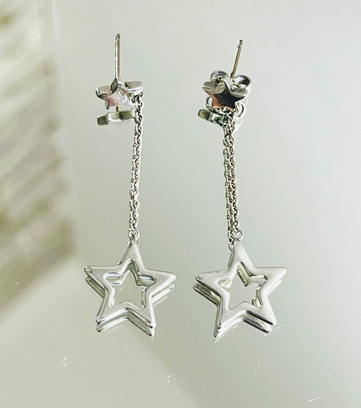 Tiffany & Co. Sterling Silver Star Drop Earrings 1