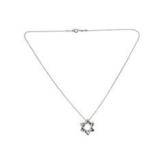 Tiffany & Co Sterling Silver Star of David Pendant 18mm Chain Necklace #24609