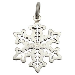 Vintage Tiffany & Co Sterling Silver Stencil Snowflake Charm Pendant