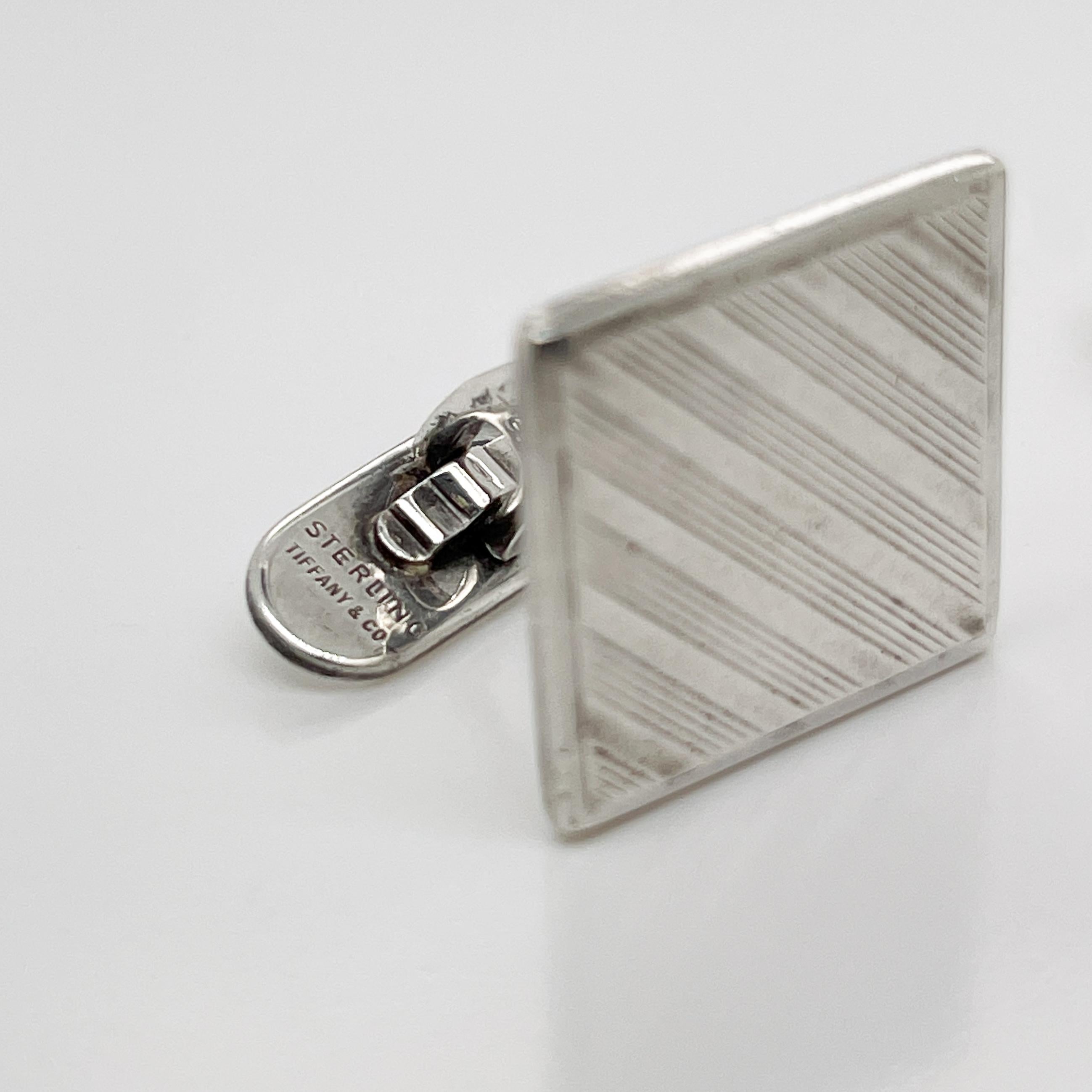 Tiffany & Co. Sterling Silver Striped Square Cufflinks 3