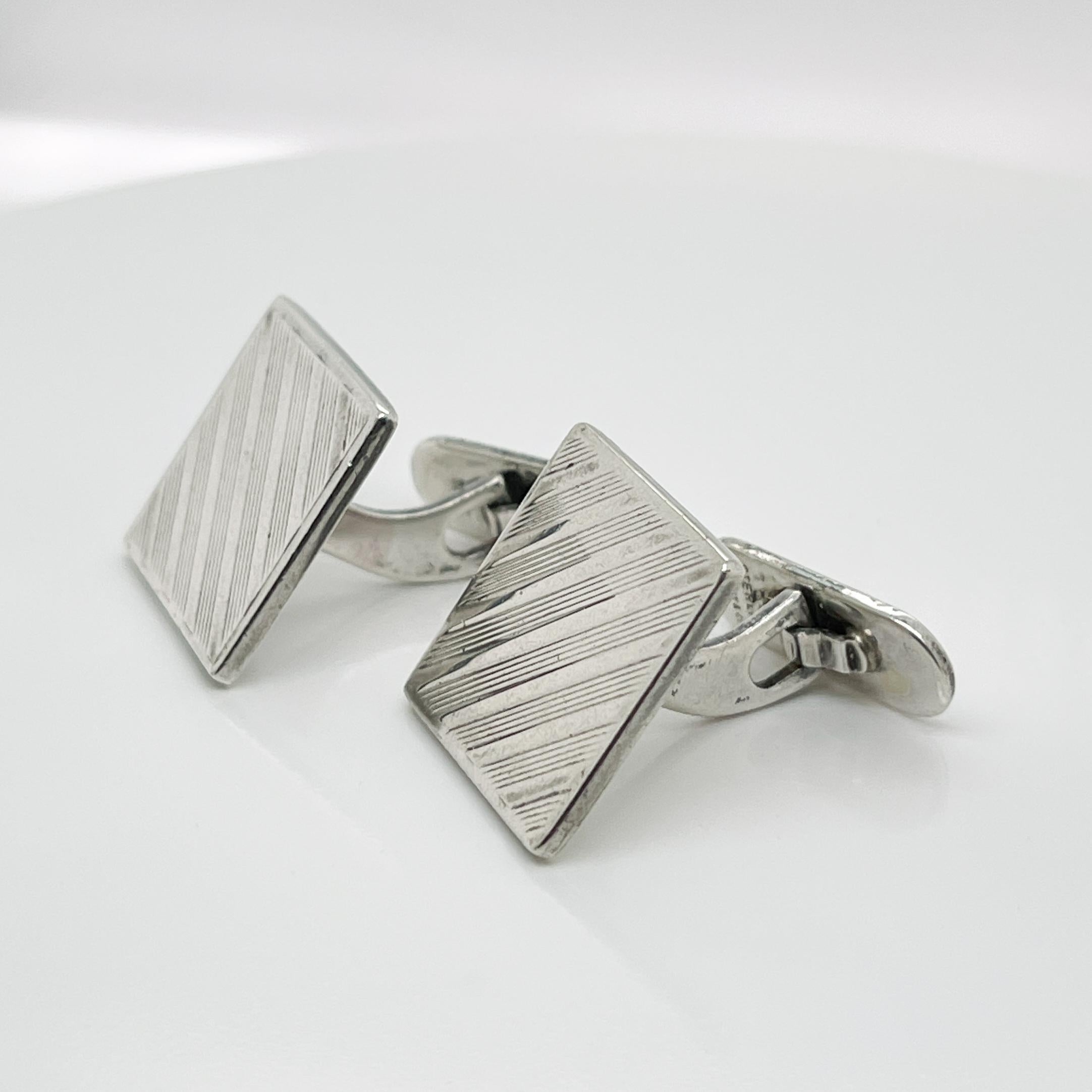 Retro Tiffany & Co. Sterling Silver Striped Square Cufflinks