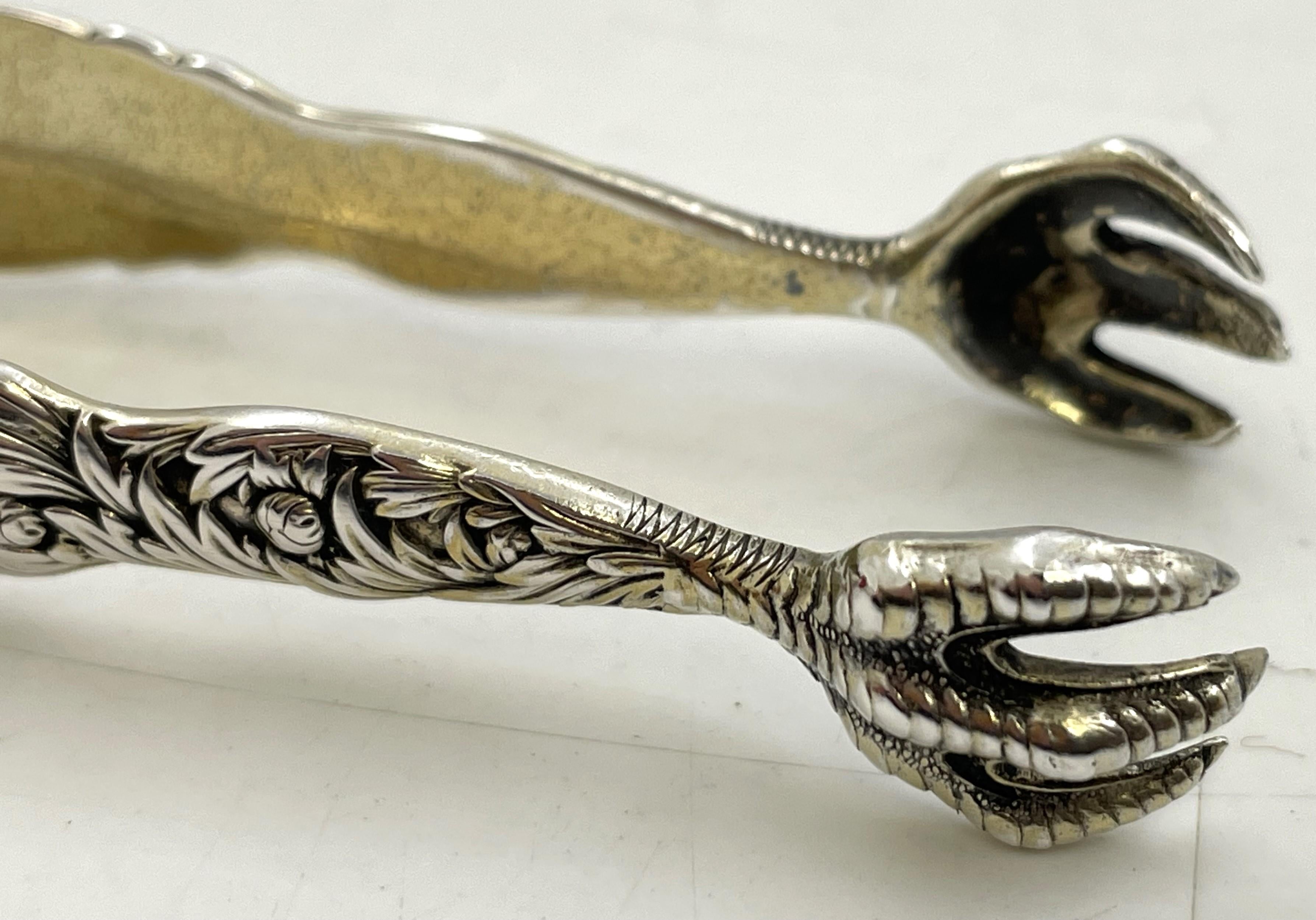 Tiffany & Co. Tenazas de azúcar de plata de ley con motivo de crisantemo de 1880 en Bueno estado para la venta en New York, NY