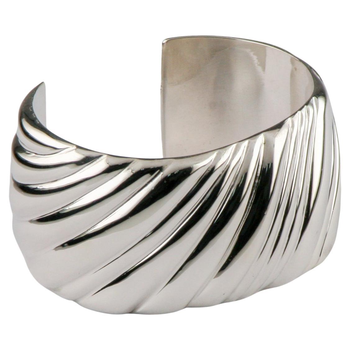 Tiffany & Co Sterling Silver Swirl Cuff, Retired Bracelet from Florence, Italy For Sale