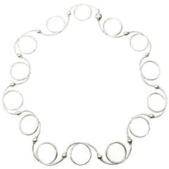 Tiffany & Co. Sterling Silver Swirl Twirl Circle and Bead Necklace