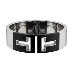 Tiffany & Co Sterling Silver T Cutout Hinged Cuff Bangle Bracelet