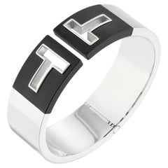 Tiffany & Co Sterling Silver T Cutout Hinged Cuff Bangle Bracelet 