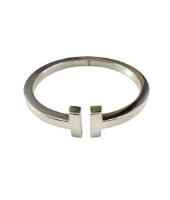 Tiffany & Co. Sterling Silver T Square Hinged Cuff Bracelet w/Box #23714