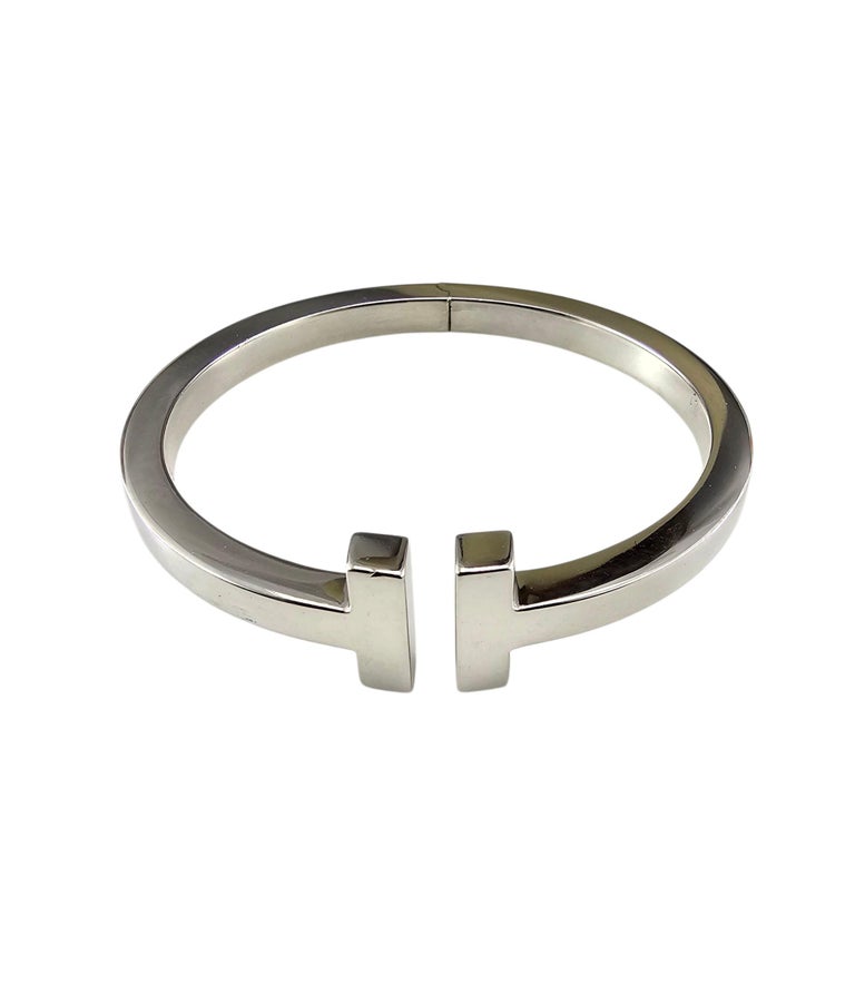 Tiffany and Co. Sterling Silver T Square Hinged Cuff Bracelet w