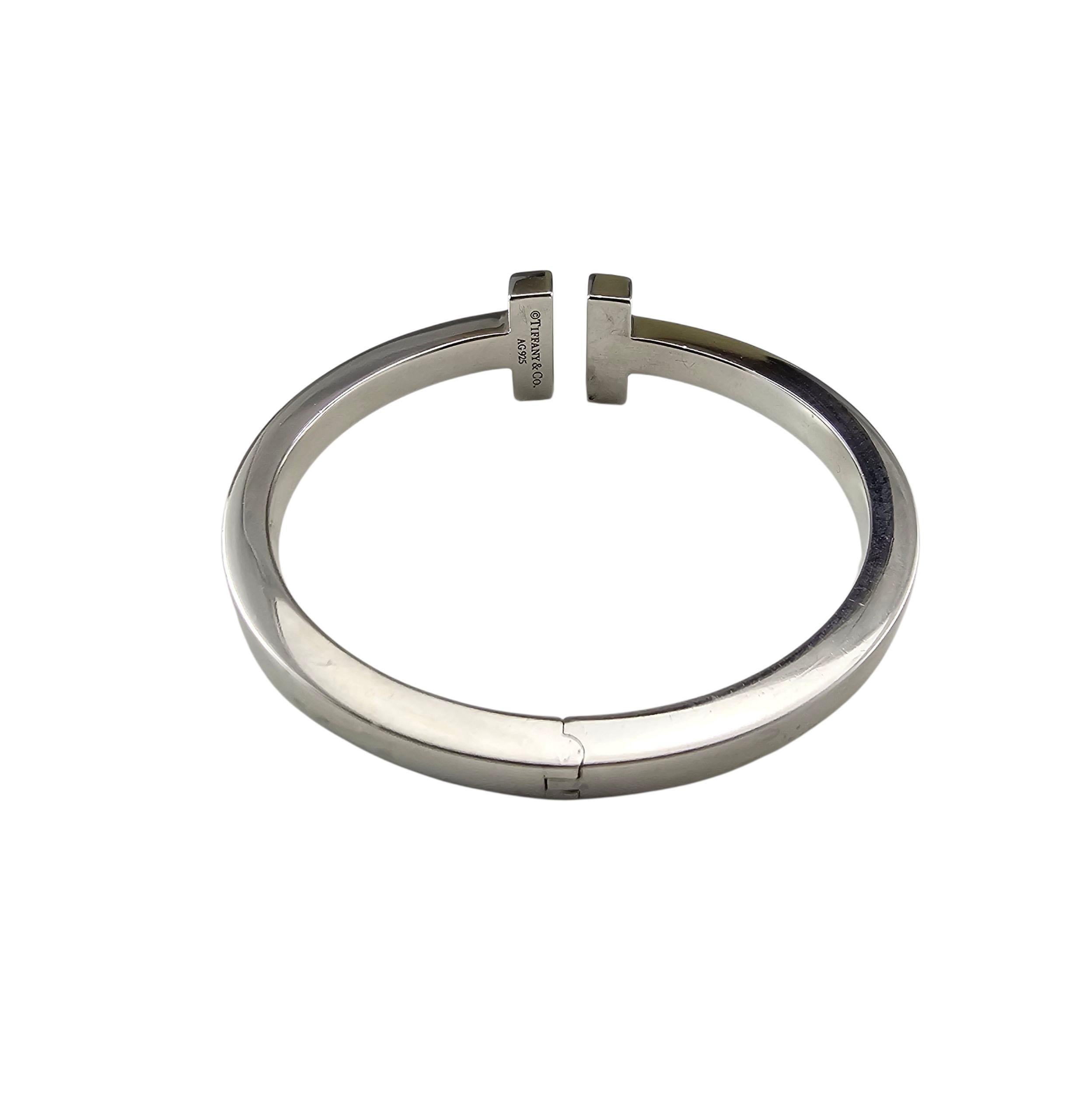 Donna Tiffany & Co. Bracciale con cerniera quadrata a T in argento sterling con scatola #23714 in vendita