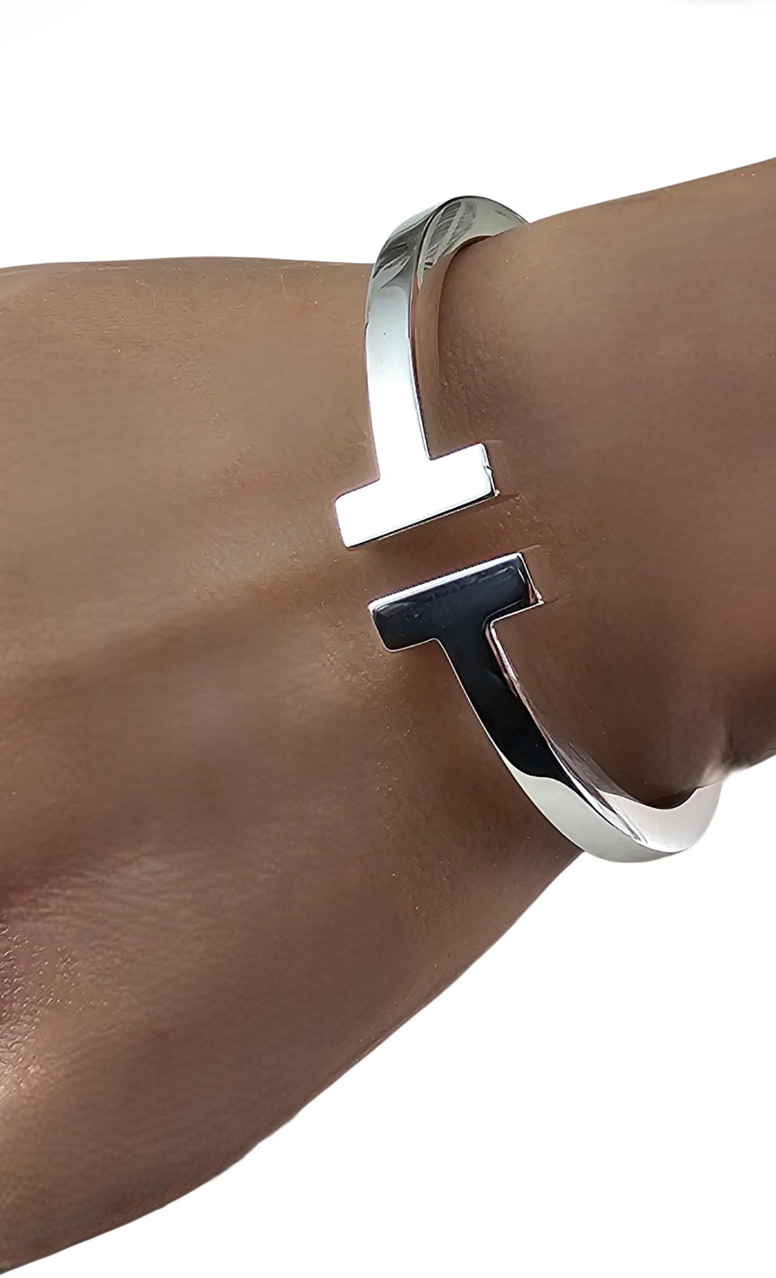 Tiffany & Co. Bracciale con cerniera quadrata a T in argento sterling con scatola #23714 in vendita 3