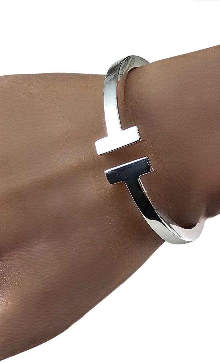 Tiffany and Co. Sterling Silver T Square Hinged Cuff Bracelet w