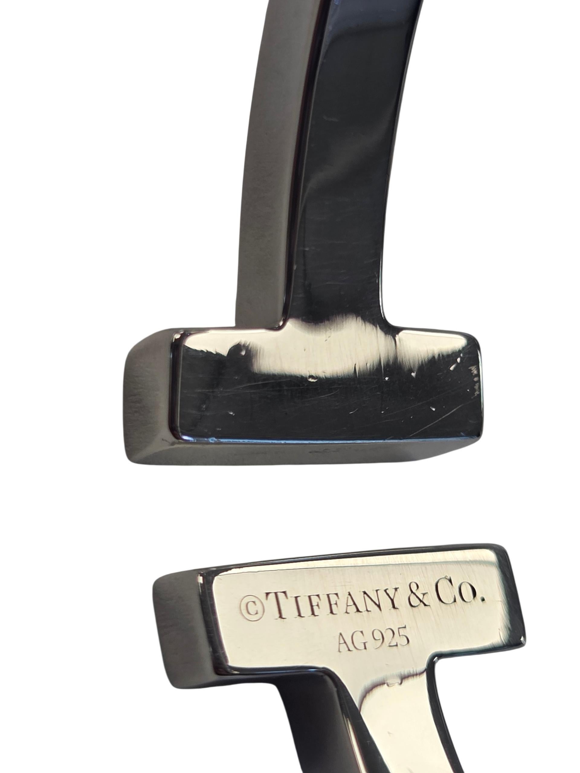 De las mujeres Tiffany & Co. Sterling Silver T Square Open Bracelet with Box #24077 en venta