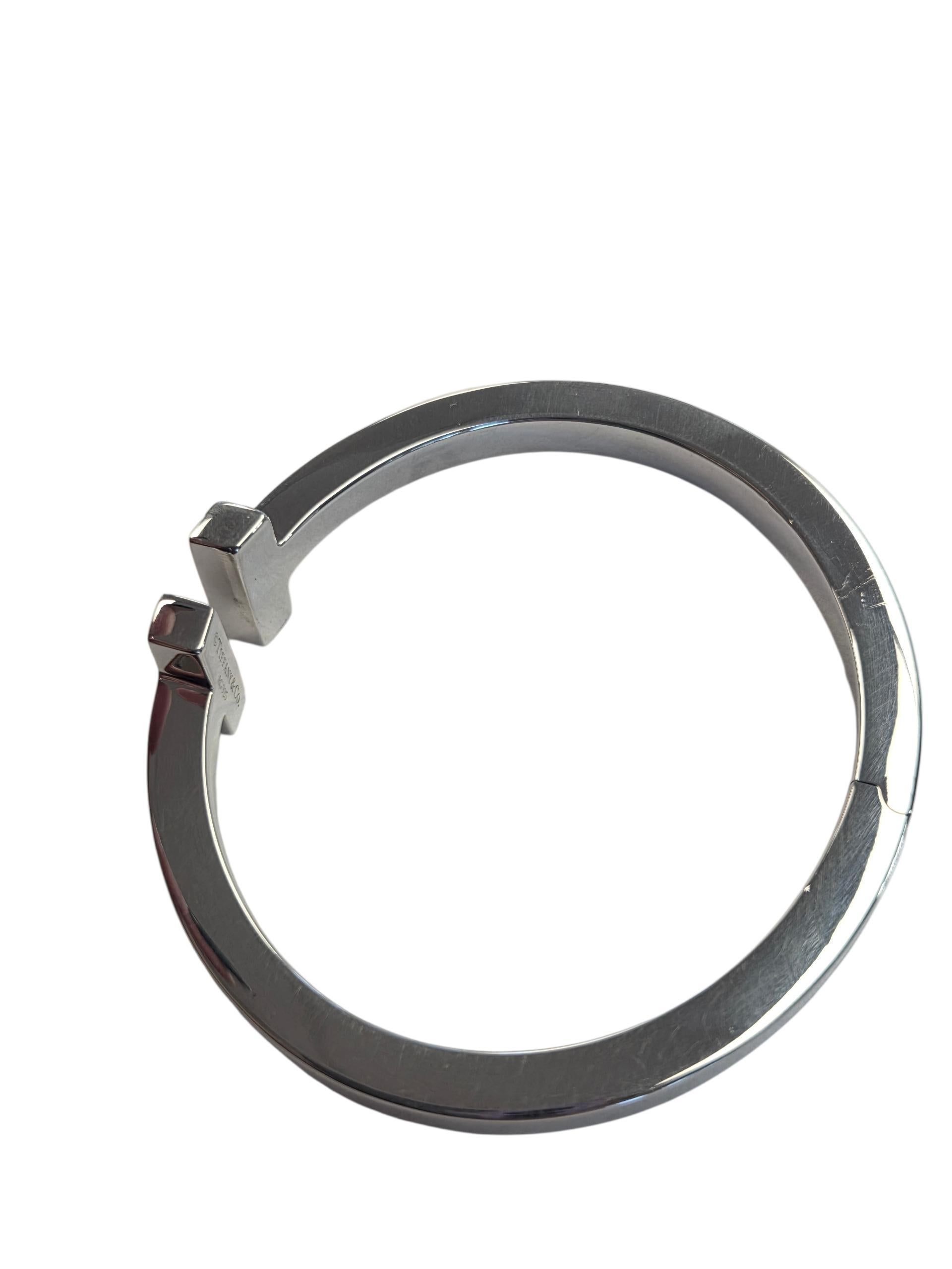 Tiffany & Co. Sterling Silver T Square Open Bracelet with Box #24077 en venta 1