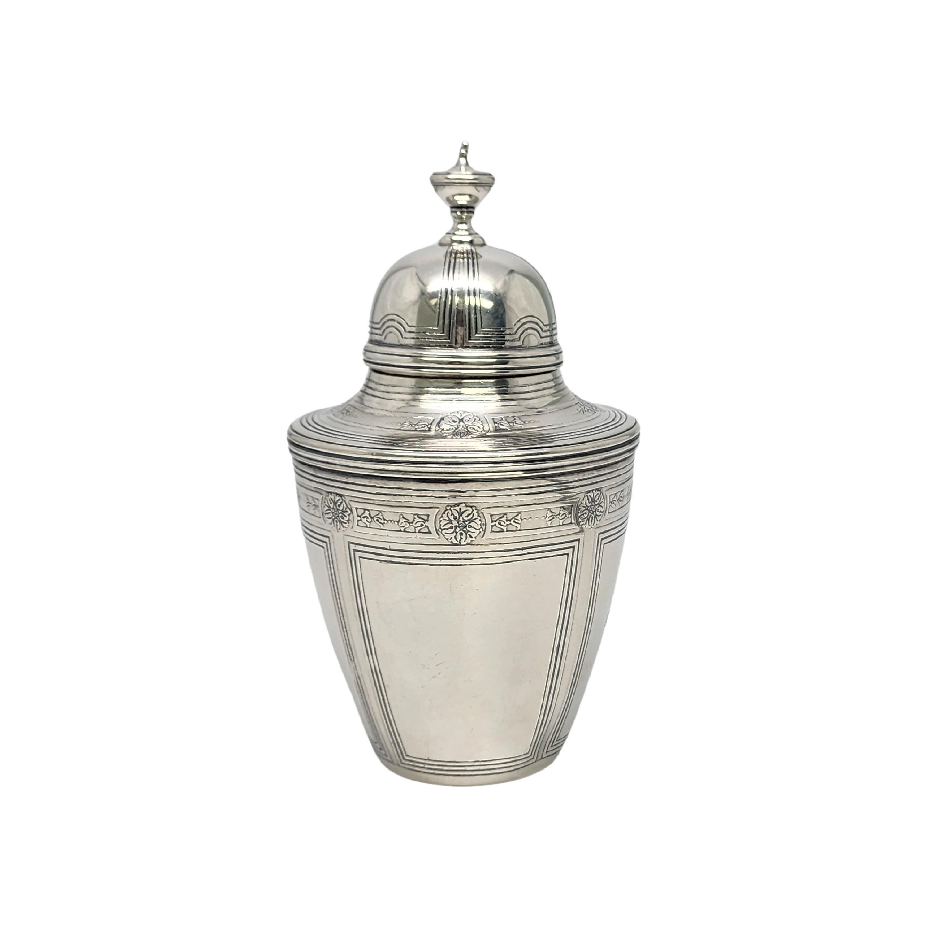 Tiffany & Co Sterling Silver Tea Caddy with Monogram #16850 In Good Condition For Sale In Washington Depot, CT