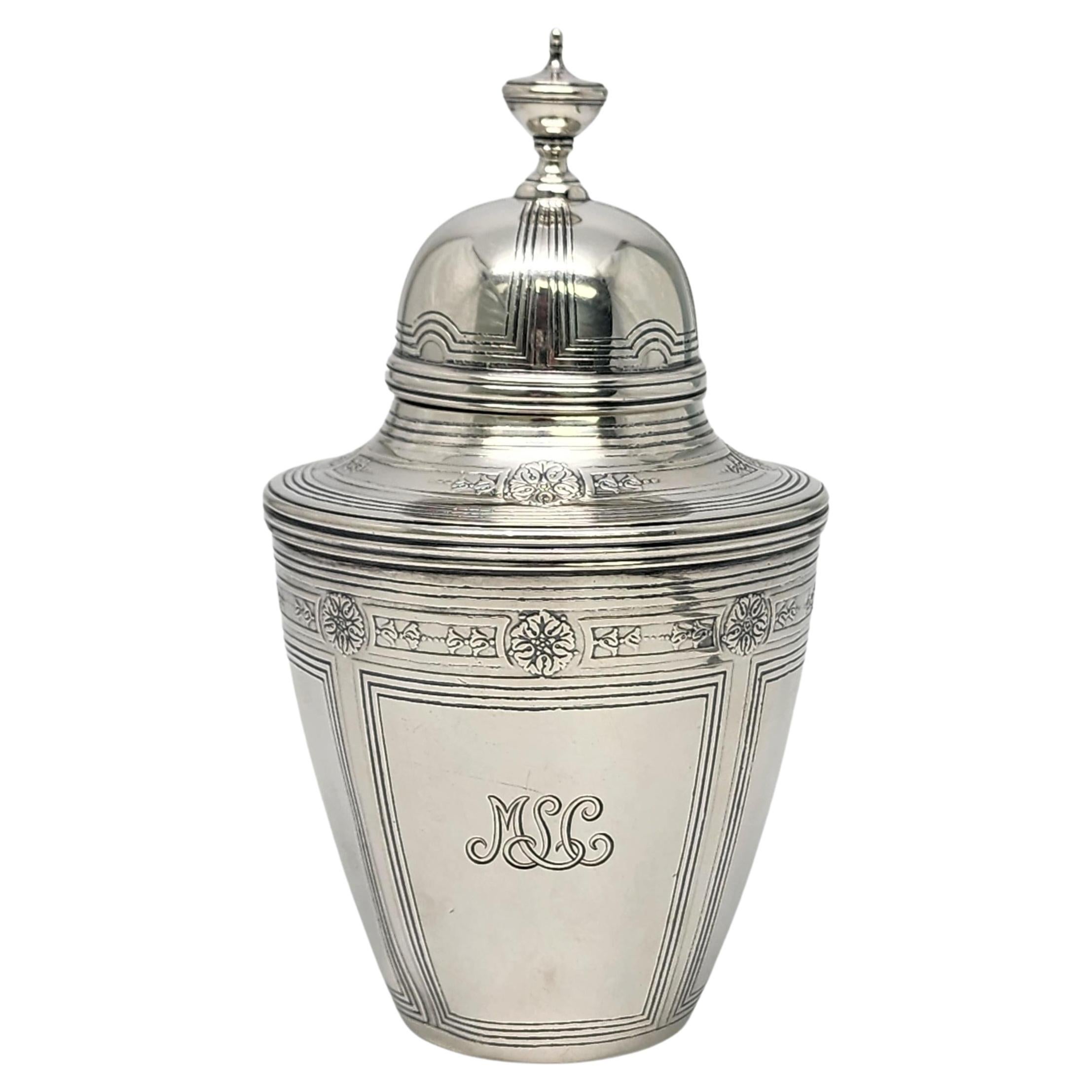 Tiffany & Co Sterling Silver Tea Caddy with Monogram #16850 For Sale