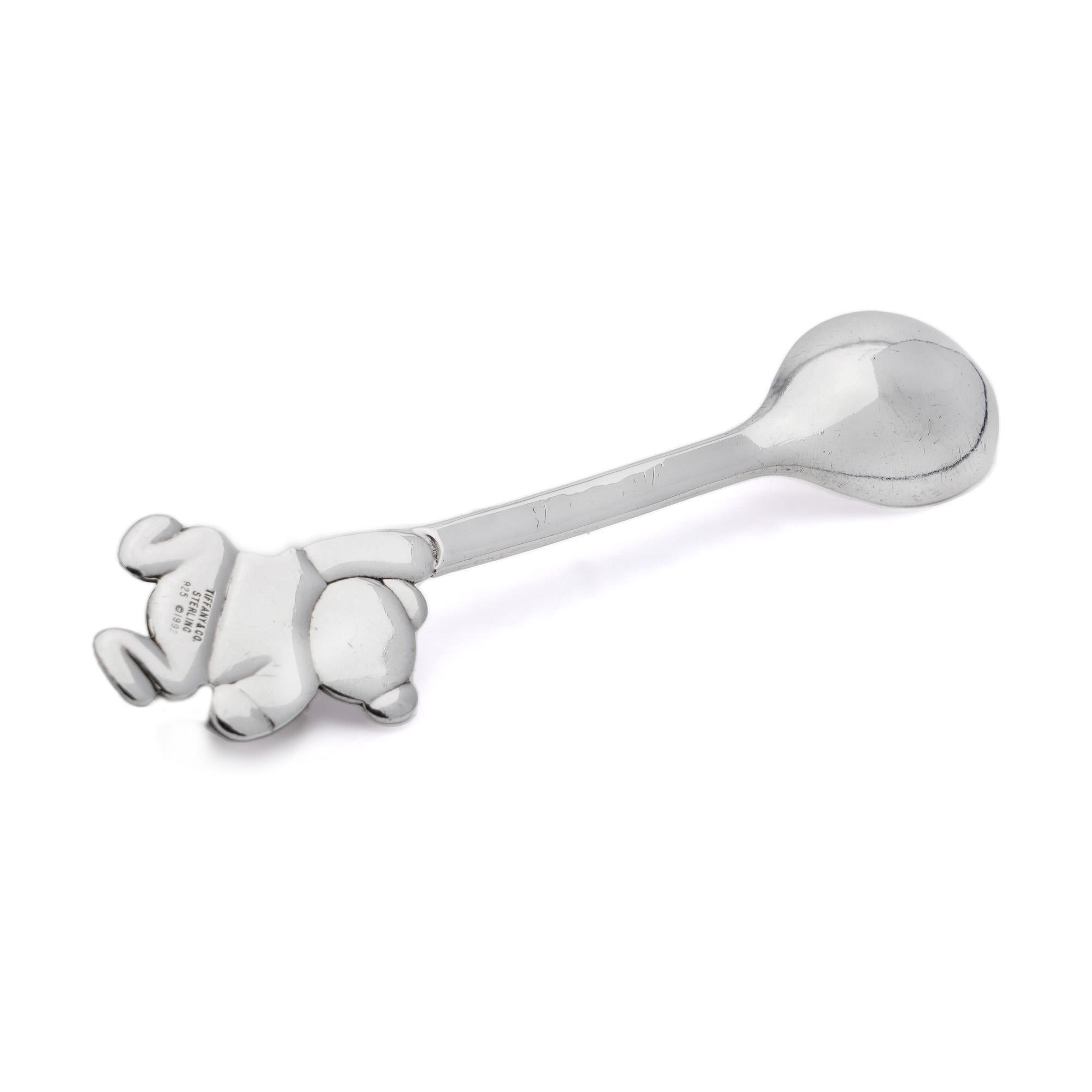 British Tiffany & Co. Sterling Silver Teddy Bear Baby Child Feeding Spoon.