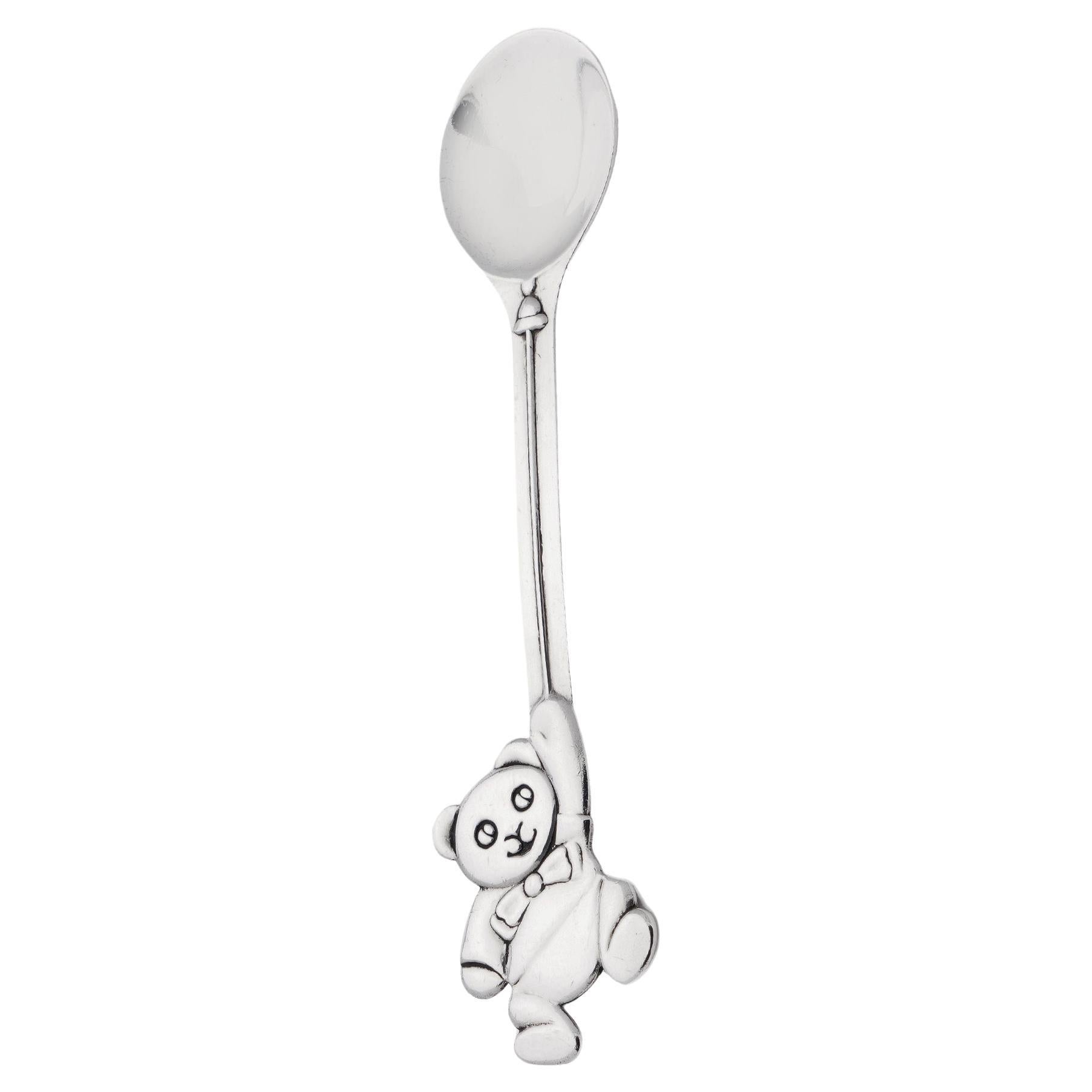 Tiffany & Co. Sterling Silver Teddy Bear Baby Child Feeding Spoon.