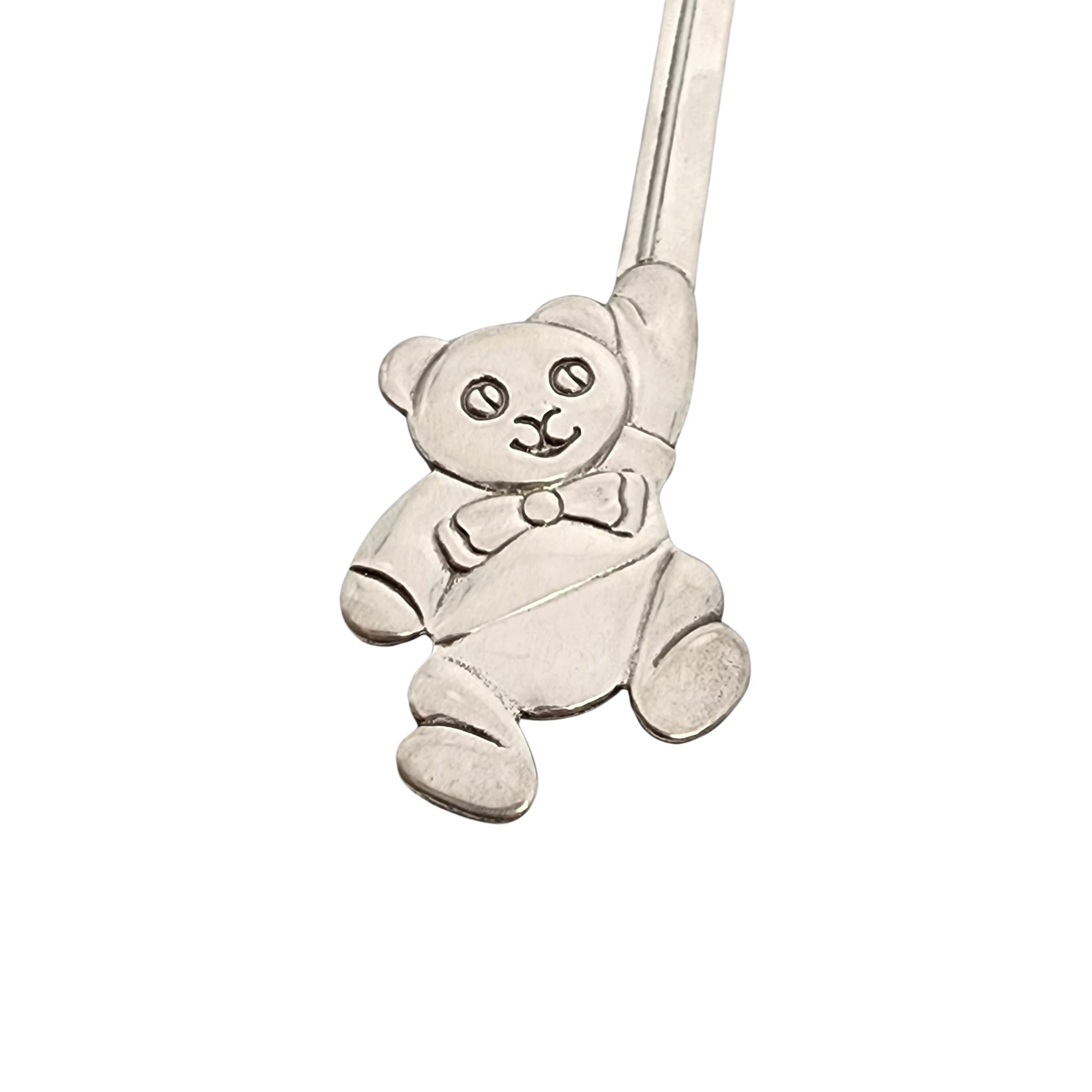 Women's or Men's Tiffany & Co Sterling Silver Teddy Bear Baby/Child Spoon w/Box and Pouch #17258 For Sale
