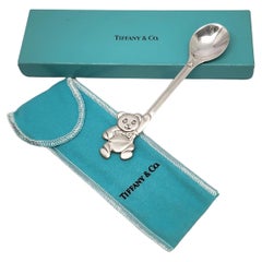 Vintage Tiffany & Co Sterling Silver Teddy Bear Baby/Child Spoon w/Box and Pouch #17258