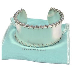Tiffany & Co. Sterling Silver Threaded  Rope Design Cuff Bracelet