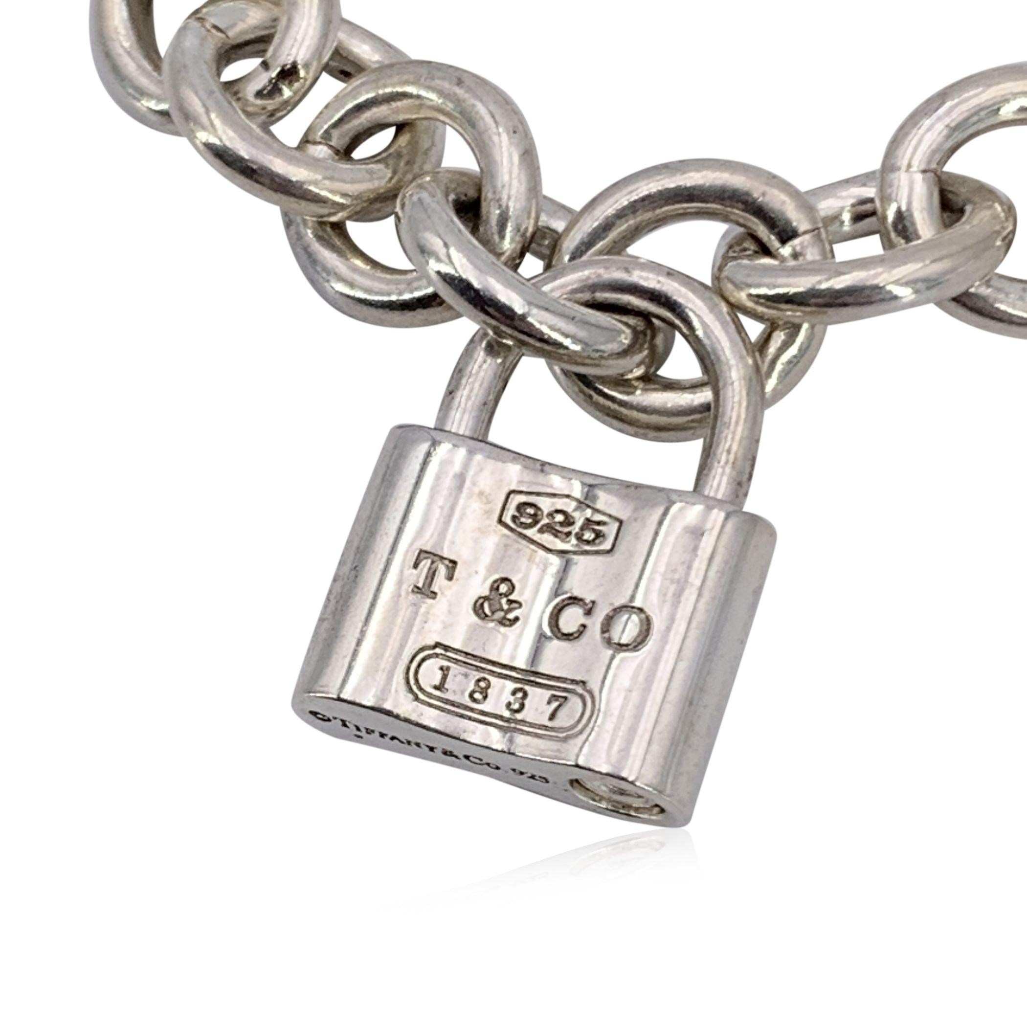 Tiffany & Co. Sterling Silver Tiffany 1837 Padlock Charm Bracelet In Excellent Condition In Rome, Rome