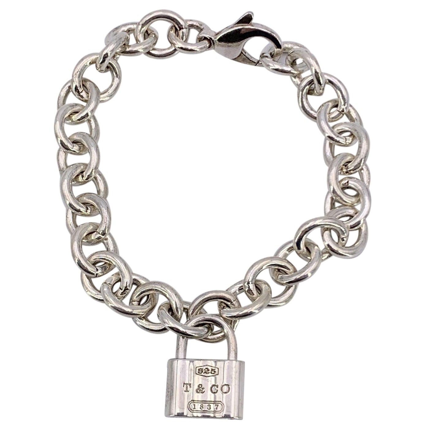Tiffany & Co. Sterling Silver Tiffany 1837 Padlock Charm Bracelet