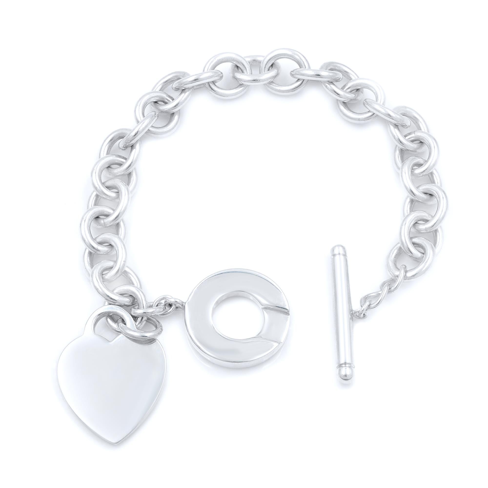 sterling silver heart charm bracelet