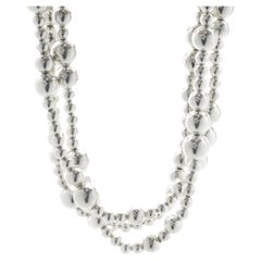 Tiffany & Co. Sterling Silver Torsada 3 Strand Ball Bead Necklace
