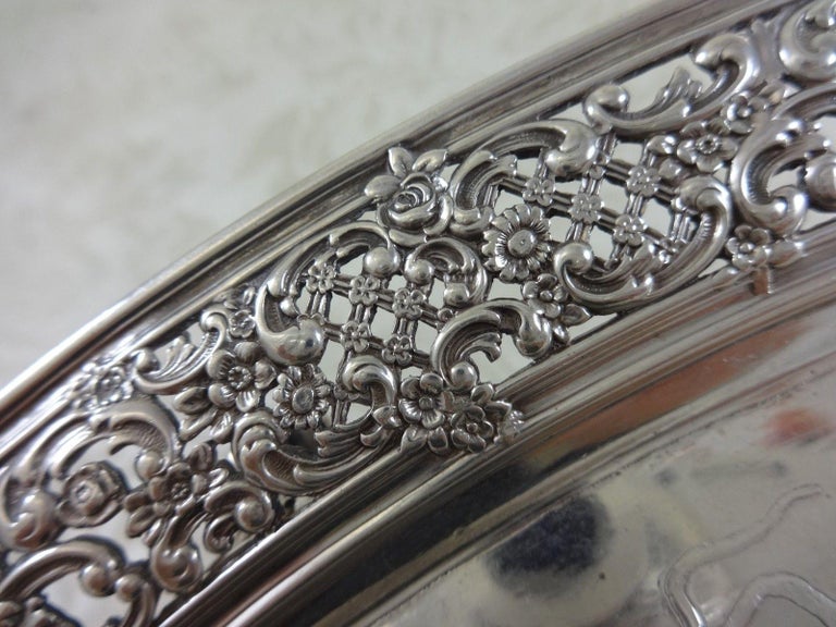 Tiffany and Co. Sterling Silver Tray Footed with Acid Etched Cherubs
