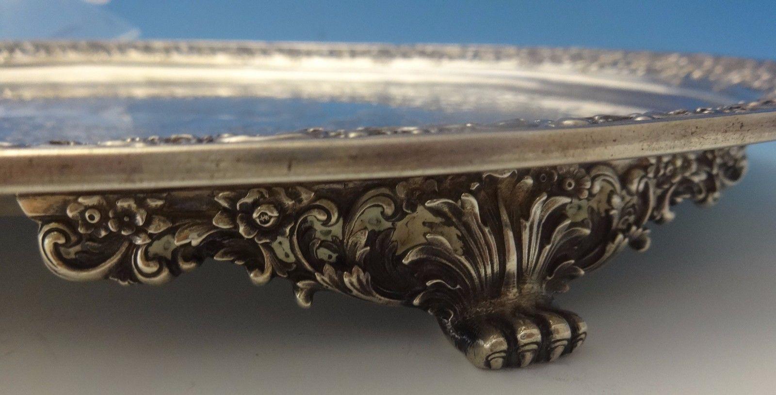Tiffany & Co. Sterling Silver Tray Footed with Acid Etched Cherubs For Sale 1